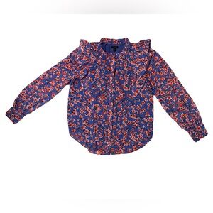 Ann Taylor Floral Ruffle Long Sleeve Blouse – Size S